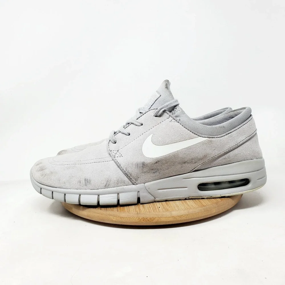 Nike SB Stefan Janoski Max Shoes Mens 10 Grey Leather Lace Up Sneakers